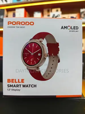 Porodo Belle Lady Smart Watch Rose Gold Dial Plus Red Strap