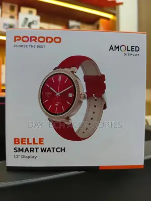 Porodo Belle Lady Smart Watch Rose Gold Dial + Red Strap | Pd-Belle-Rd
