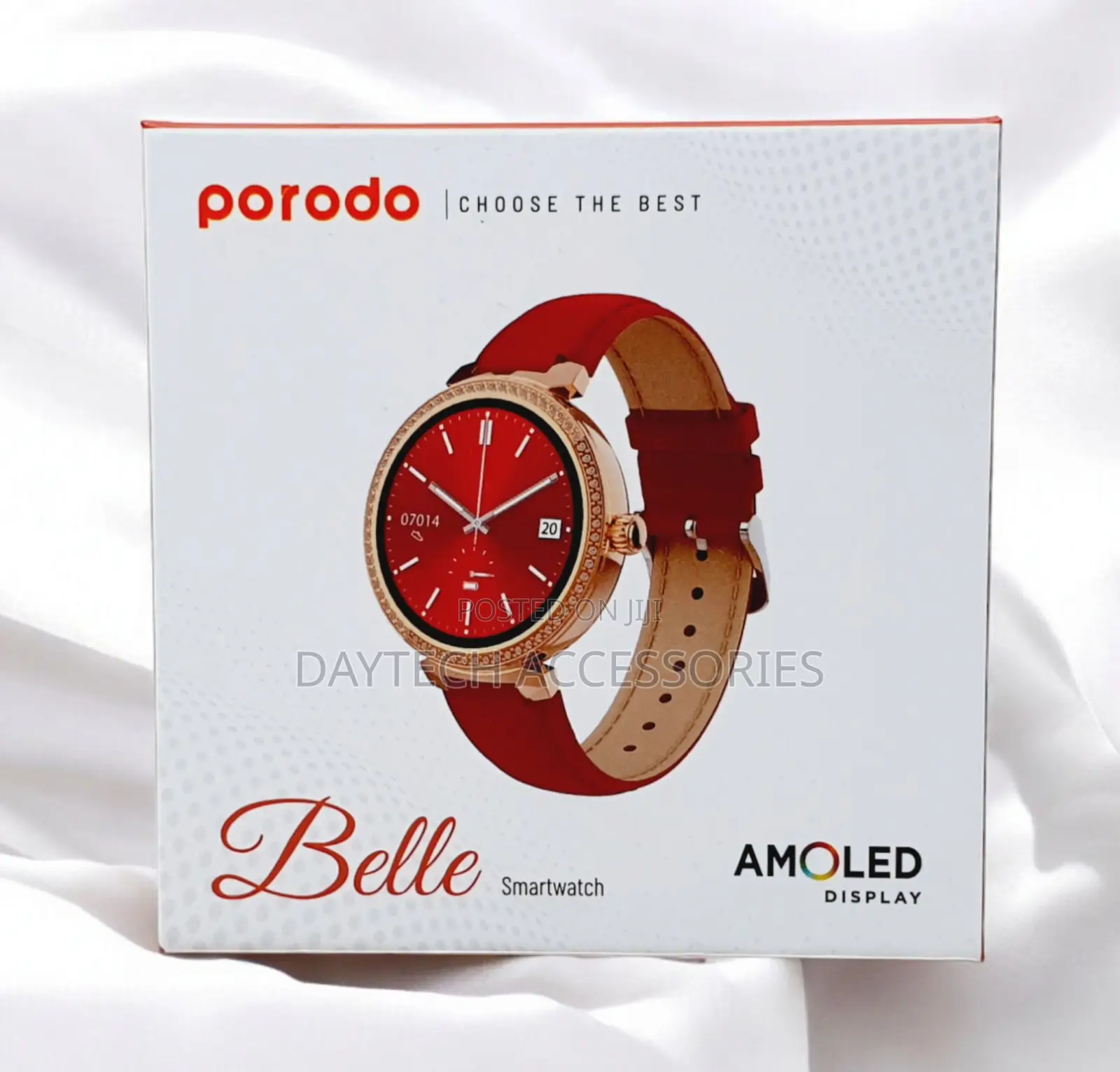 Porodo Belle Lady Smart Watch Rose Gold - Red Strap