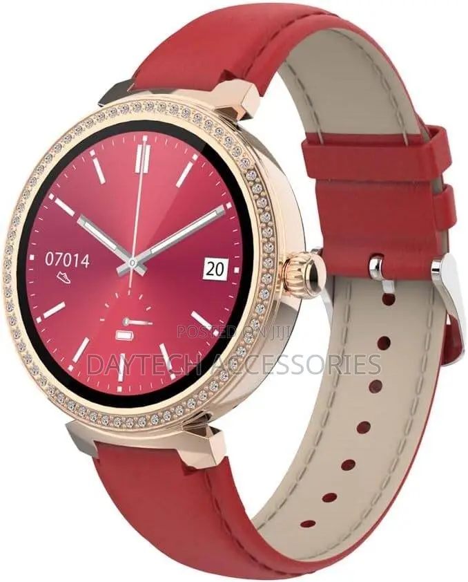 Porodo Belle Lady Smart Watch Rose Gold - Red Strap
