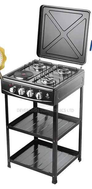 Nunix Cooker 3 Gas +1 Electric Plate Standing Cooker Plus Shelves