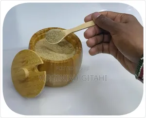 320ml Bamboo Sugar Dish With Bamboo Teaspoon