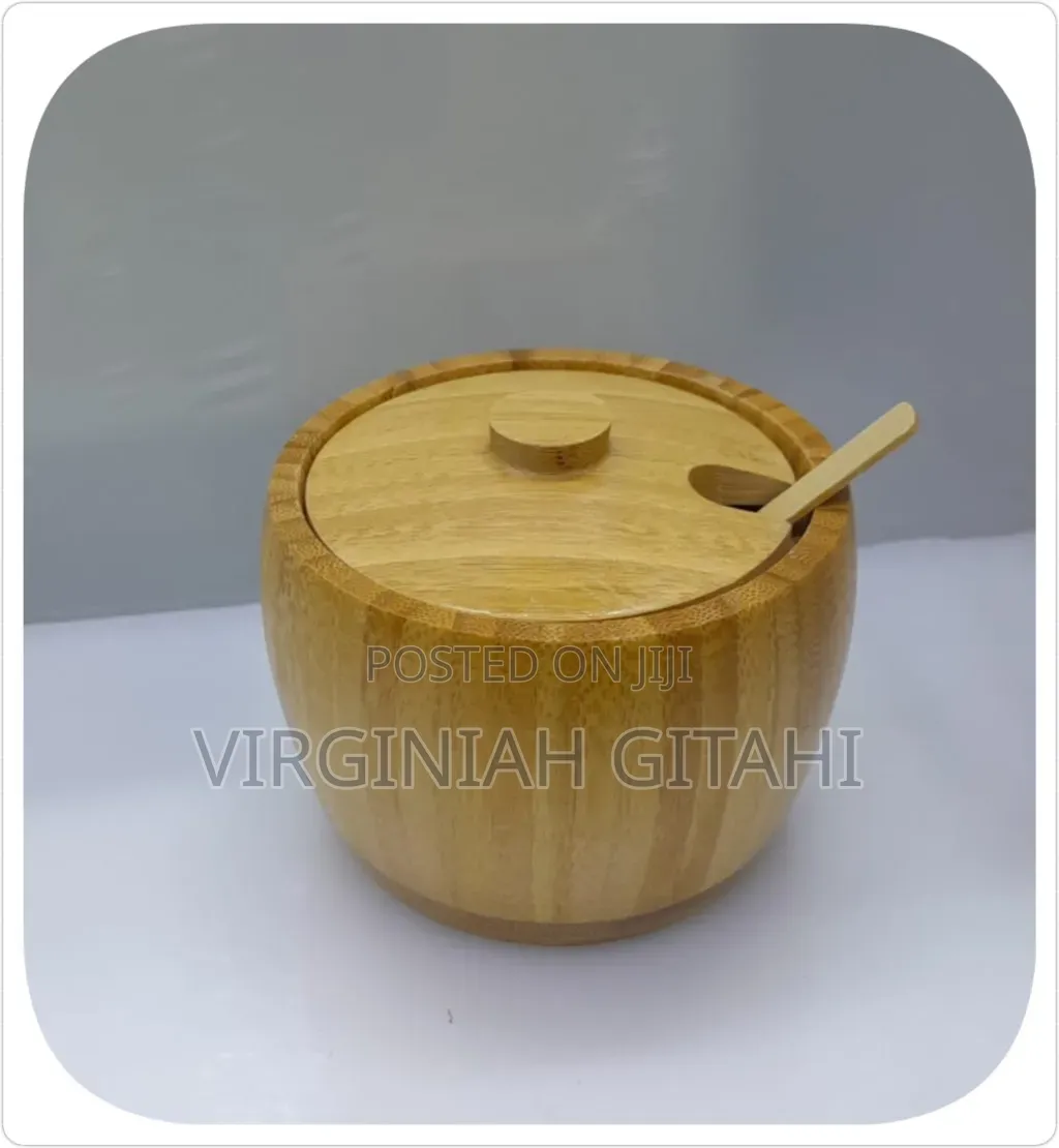 320ml Bamboo Sugar Dish With Bamboo Teaspoon