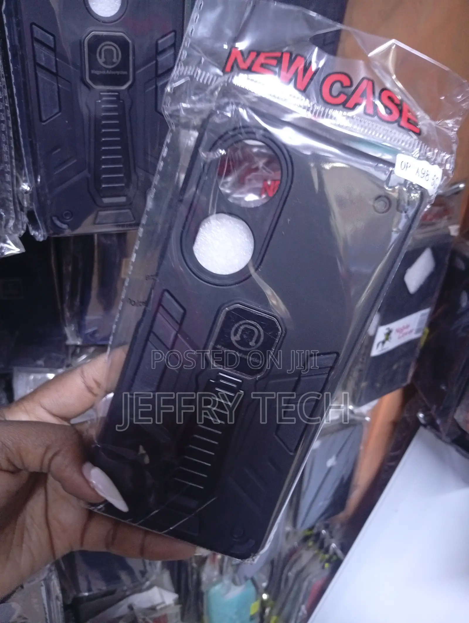 Samsung A10 or Oppo A58 Black Armor-Style Protective Phone Case
