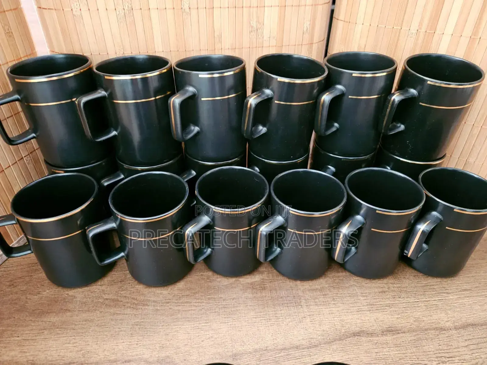 High Quality Black Ceramic Mug Gold Line,