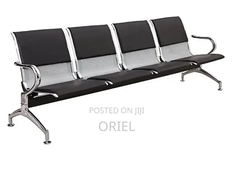 Office Lobby Waiting Bench : 4-Seater Padded Waiting Bench