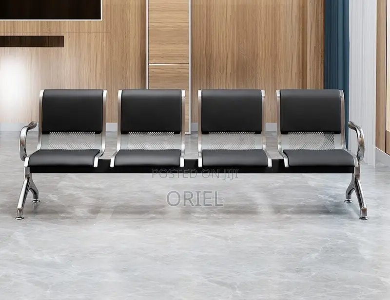 Office Lobby Waiting Bench : 4-Seater Padded Waiting Bench