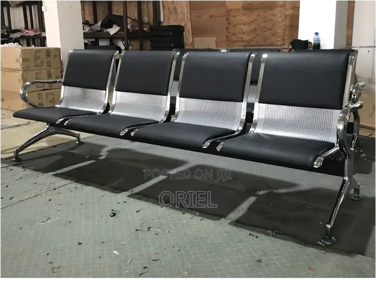 Office Lobby Waiting Bench : 4-Seater Padded Waiting Bench