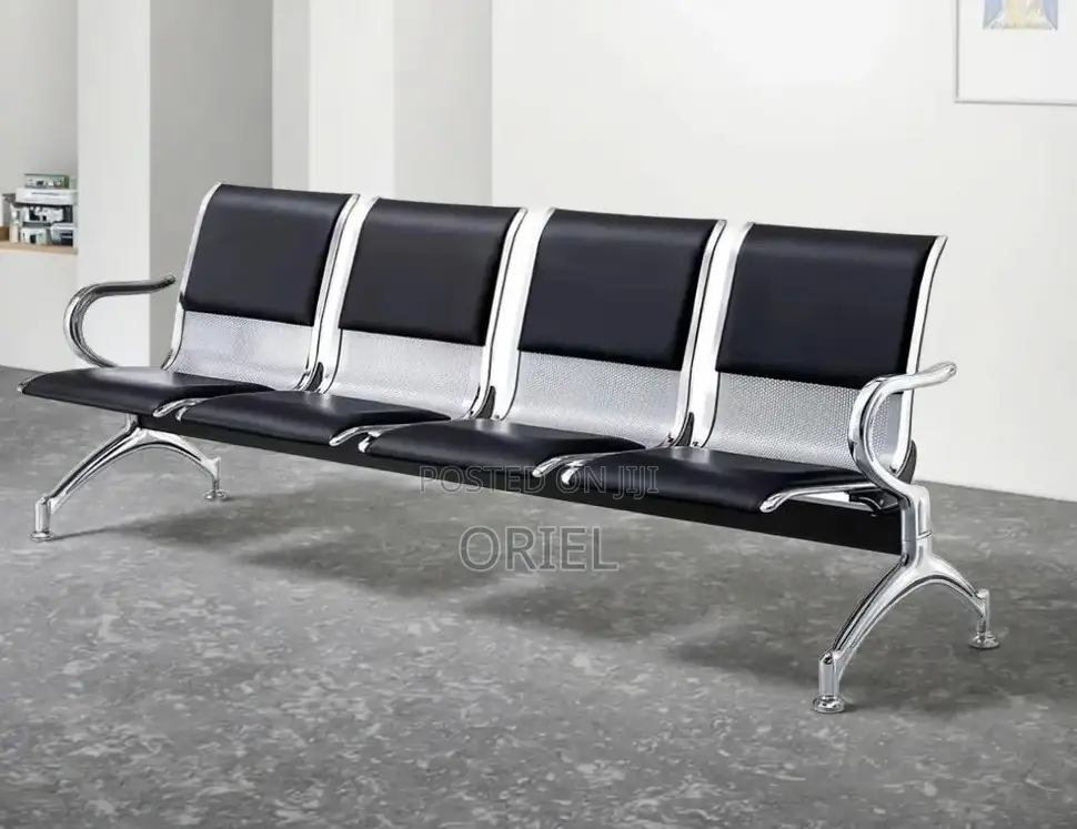 Office Lobby Waiting Bench : 4-Seater Padded Waiting Bench