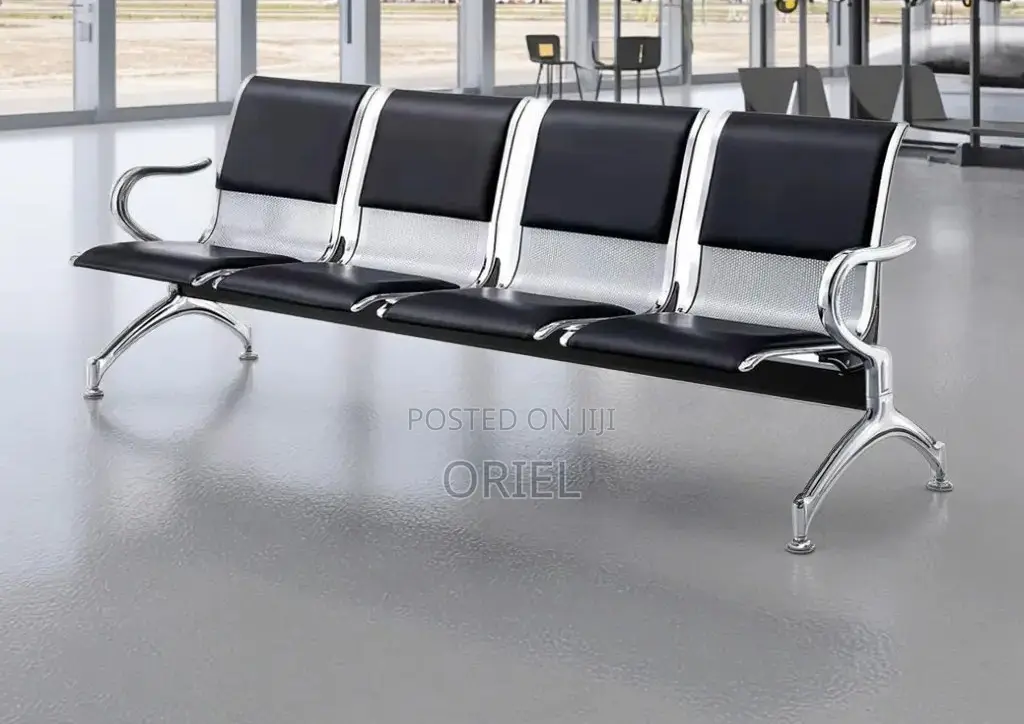 Office Lobby Waiting Bench : 4-Seater Padded Waiting Bench