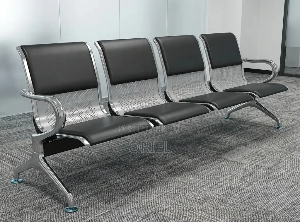 Office Lobby Waiting Bench : 4-Seater Padded Waiting Bench