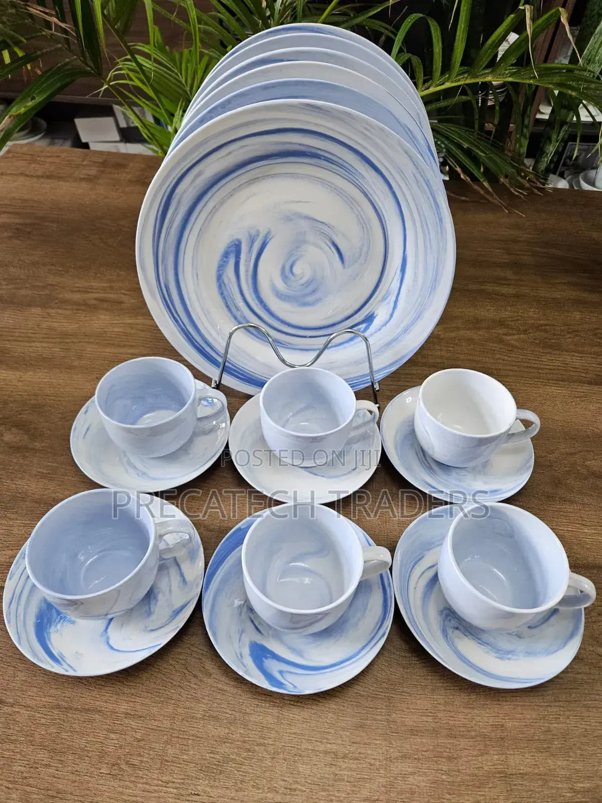 18 Pieces Ceramic Dinner Set Plate With Coffee Cup,