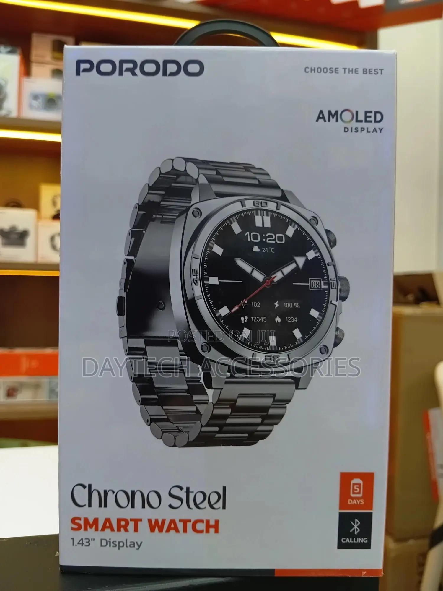 Porodo Chrono Steel Smart Watch -Silver