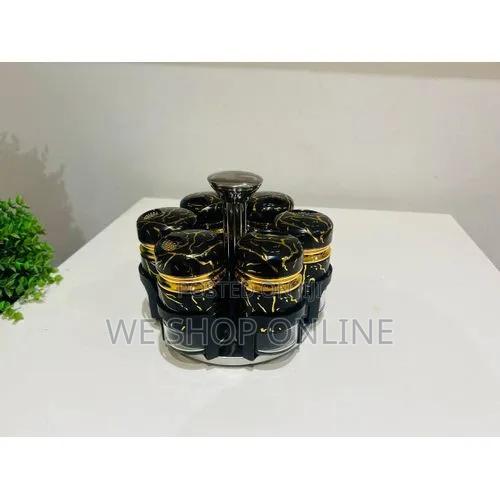 7pcs Marble Rotating Spice Jars - thumbnail 3