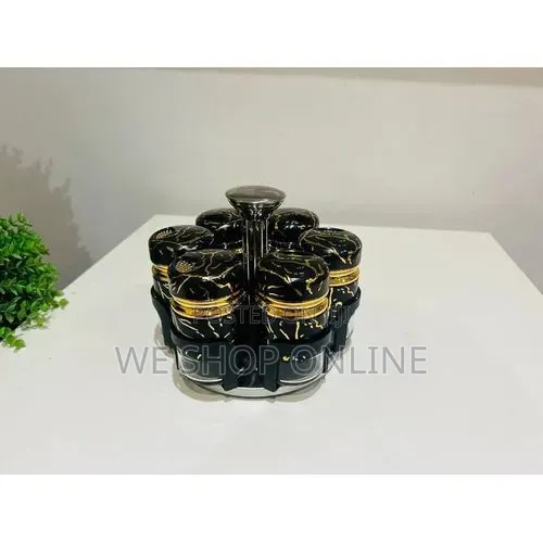 7pcs Marble Rotating Spice Jars