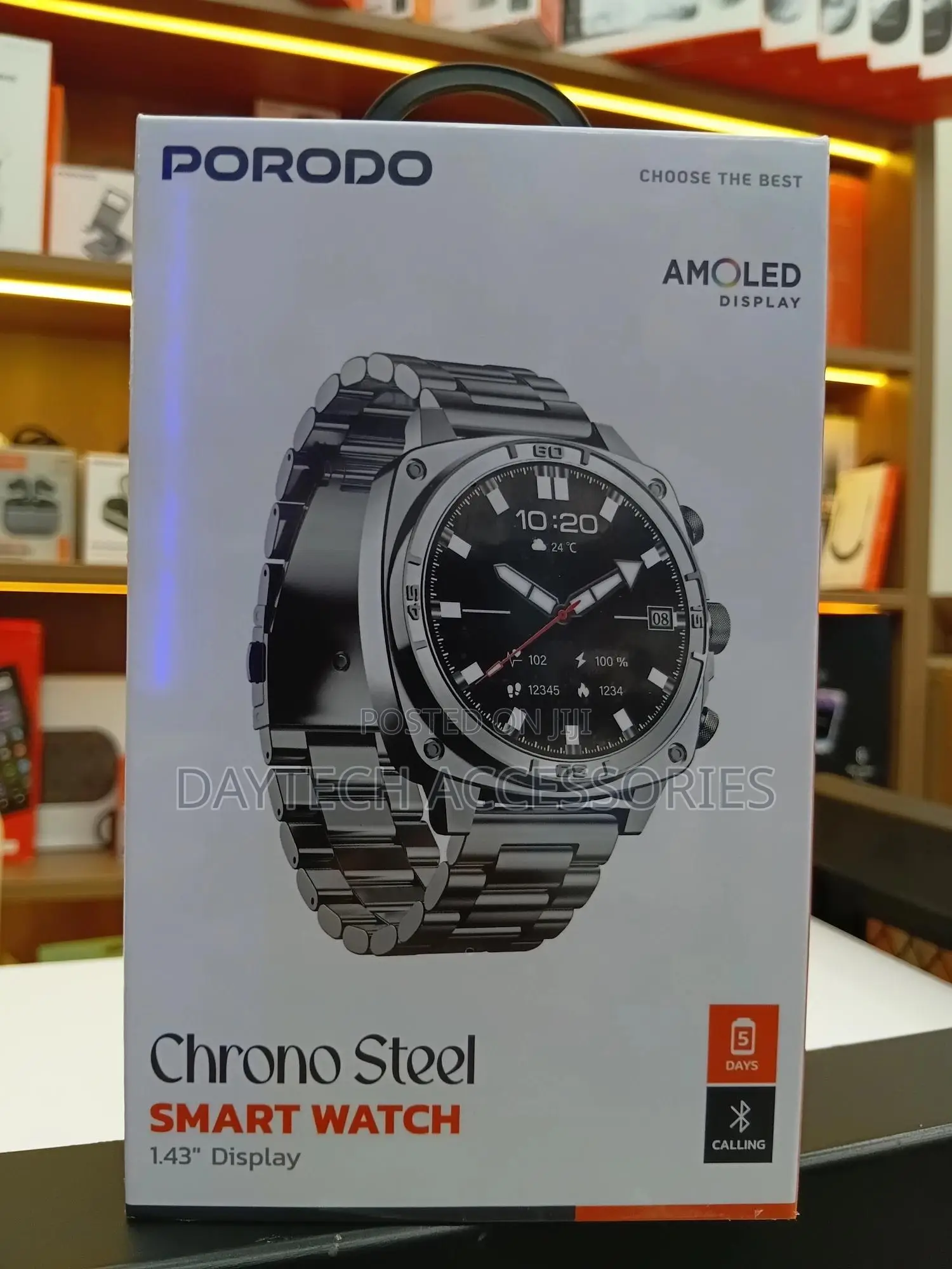 Porodo Chrono Steel Smart Watch -Silver