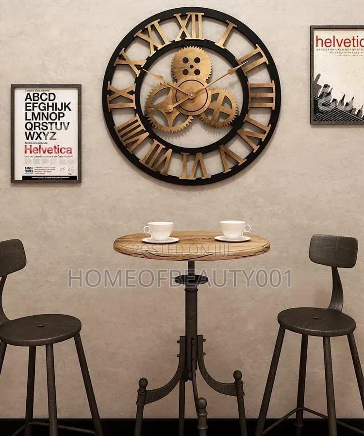 3d Roman Vintage Gear Pocket Wall Clock