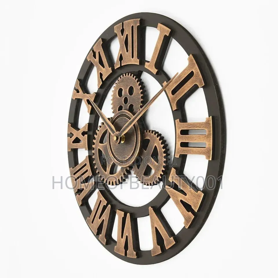 3d Roman Vintage Gear Pocket Wall Clock
