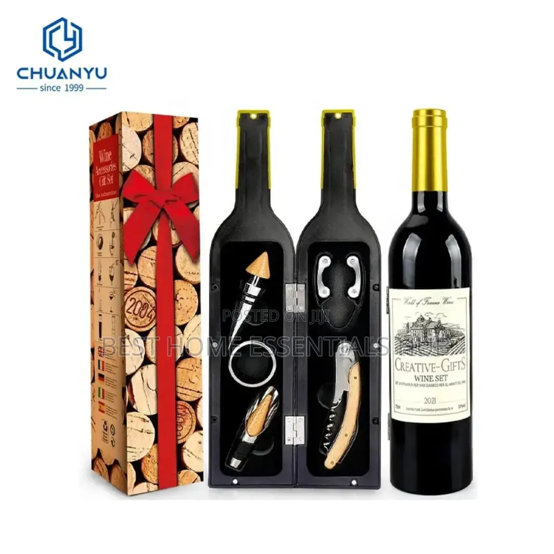 5pc Wine Gift Set Bar Tool Wine Bottle Cockscrew Opener in Pourer Kit