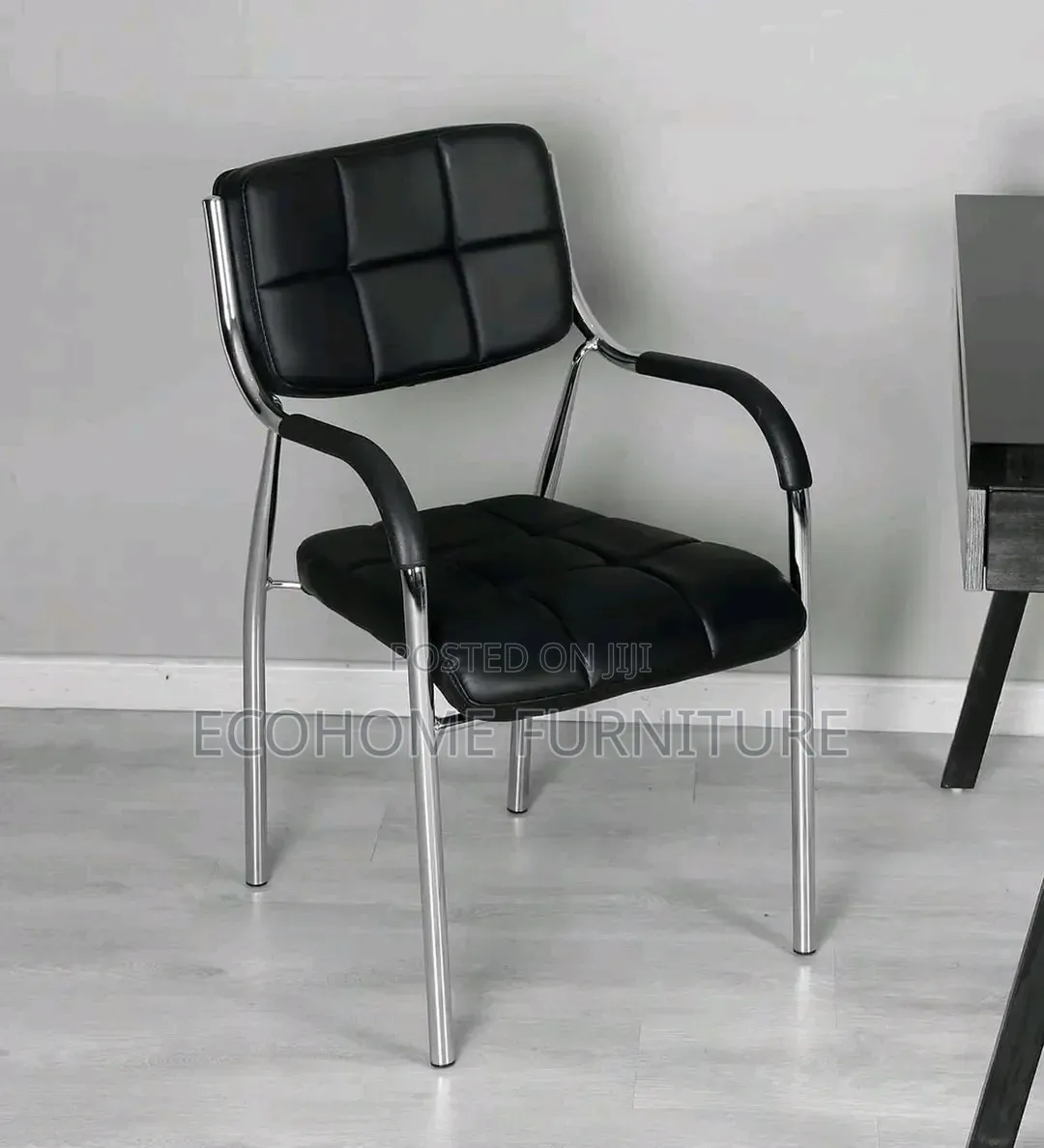 Classic Black Leather Visitor Chair