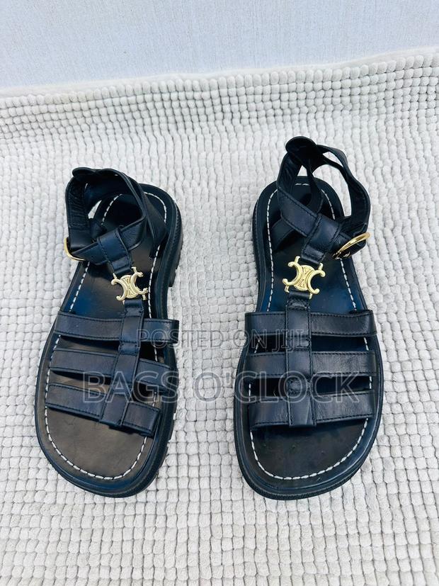 Authentic Celine Clea Triomphe Gladiator Sandals - Black - main view