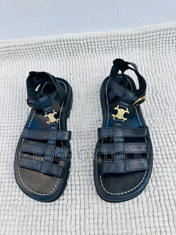 Authentic Celine Clea Triomphe Gladiator Sandals - Black - thumbnail 2