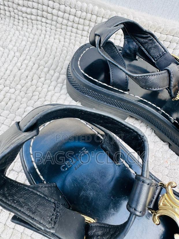 Authentic Celine Clea Triomphe Gladiator Sandals - Black - thumbnail 4