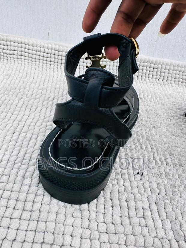 Authentic Celine Clea Triomphe Gladiator Sandals - Black - thumbnail 5