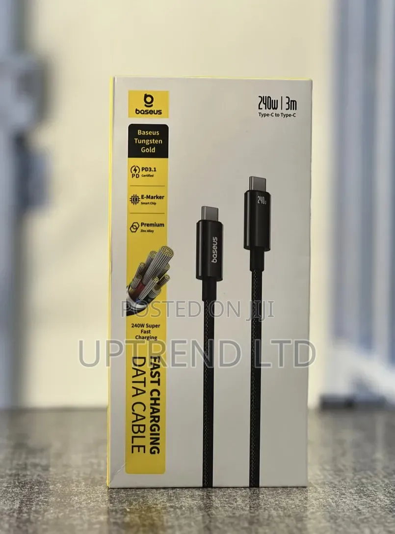 3 Metres Baseus Tungsten Gold 240w Usb-C to Usb-C Cable