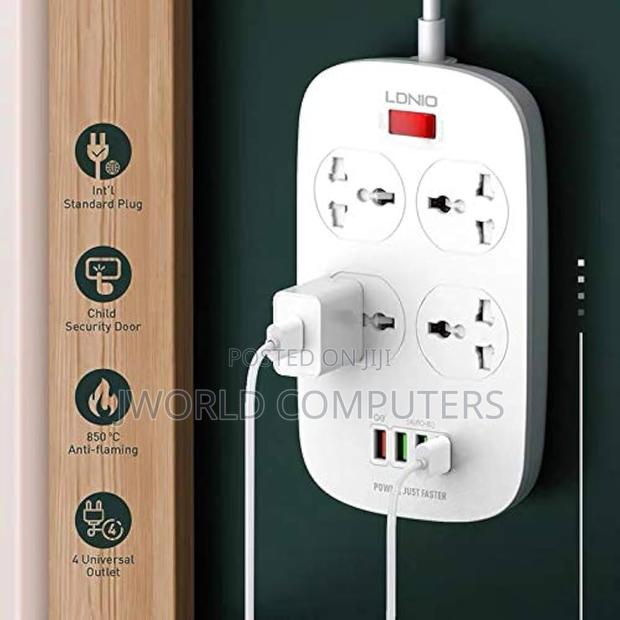 Ldnio Fast Charging Wall Socket - 2 Way Power Socket, 1 Usb-c