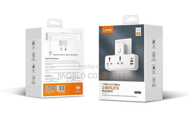 Ldnio Fast Charging Wall Socket - 2 Way Power Socket, 1 Usb-c - thumbnail 3