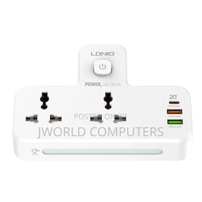 Ldnio Fast Charging Wall Socket - 2 Way Power Socket, 1 Usb-c