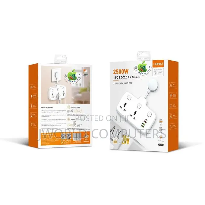 Ldnio 2 Universal Outlets Wall Power Socket 2500w With 1pd
