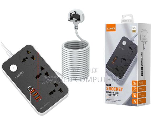 Ldnio Sc3412 Power Strip With 3 Ways Power Socket, 4 Usb Port 38w, - thumbnail 5