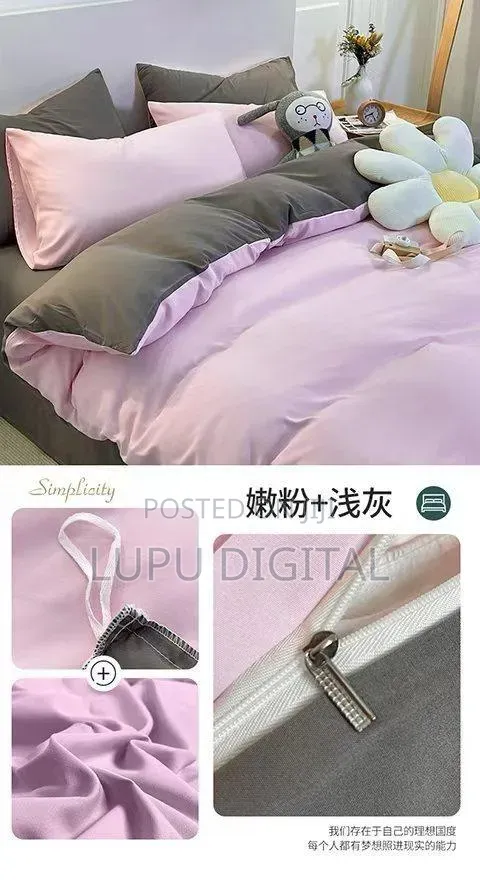 *Quality Plain Coloured, Double Sided Cotton Duvet Cover Set