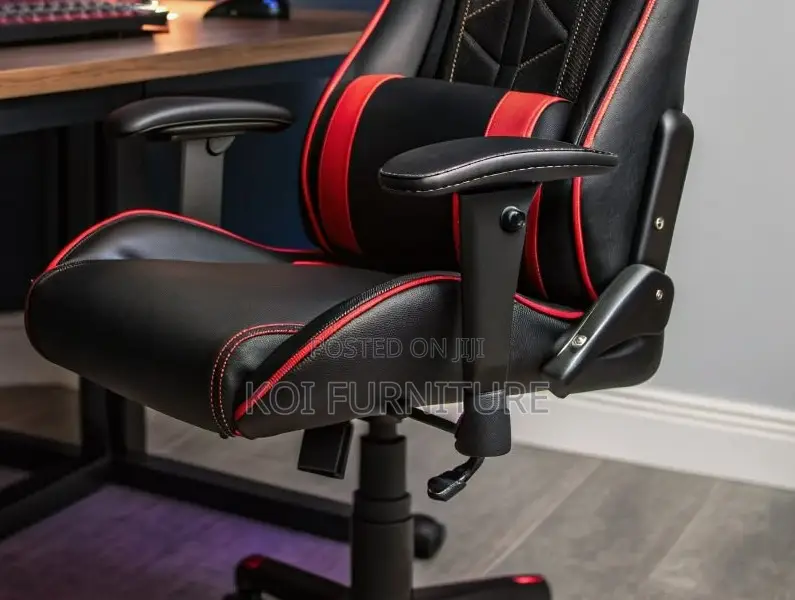 Office Chairs; Futuristic Black Battle-Ready Gaming Chair