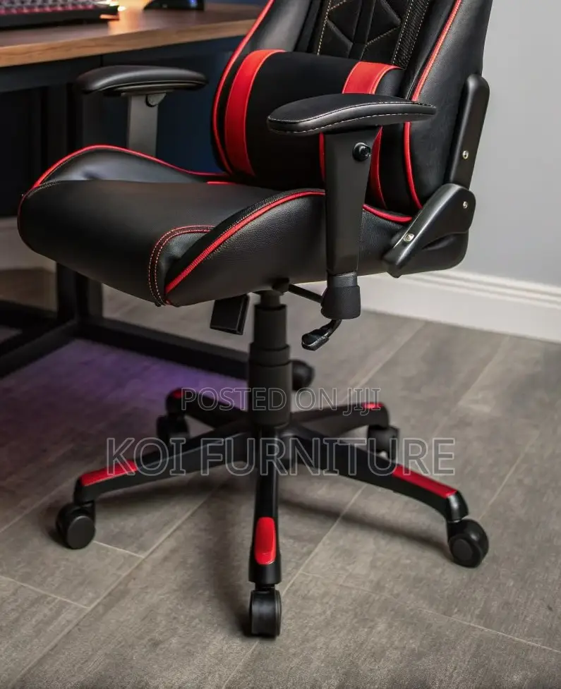 Office Chairs; Futuristic Black Battle-Ready Gaming Chair