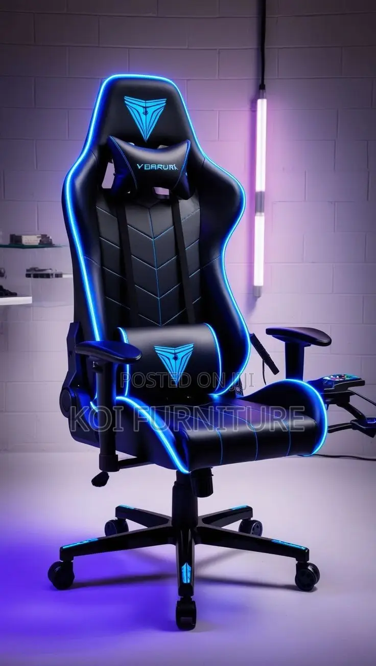 Office Chairs; Futuristic Black Battle-Ready Gaming Chair
