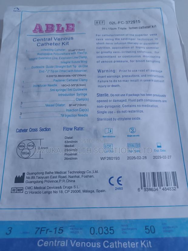 Central Venous Catheter (Cvc) Kit Triple Lumen 7fr-10cm