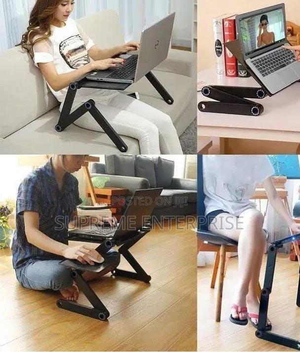 Foldable Metallic Laptop Stand With Mouse Pad and Fan*