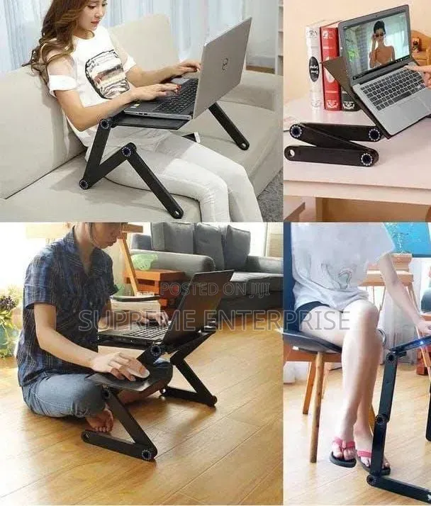 Foldable Metallic Laptop Stand With Mouse Pad and Fan*