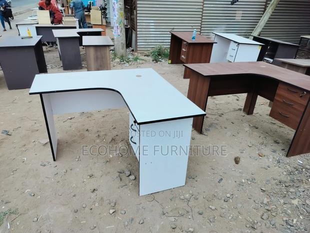 Luxury White L-Shape Study Desk - main view