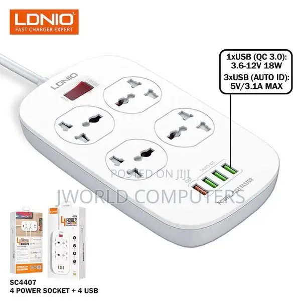 Ldnio Smart 2500w Power Extension With 4 Power Sockets