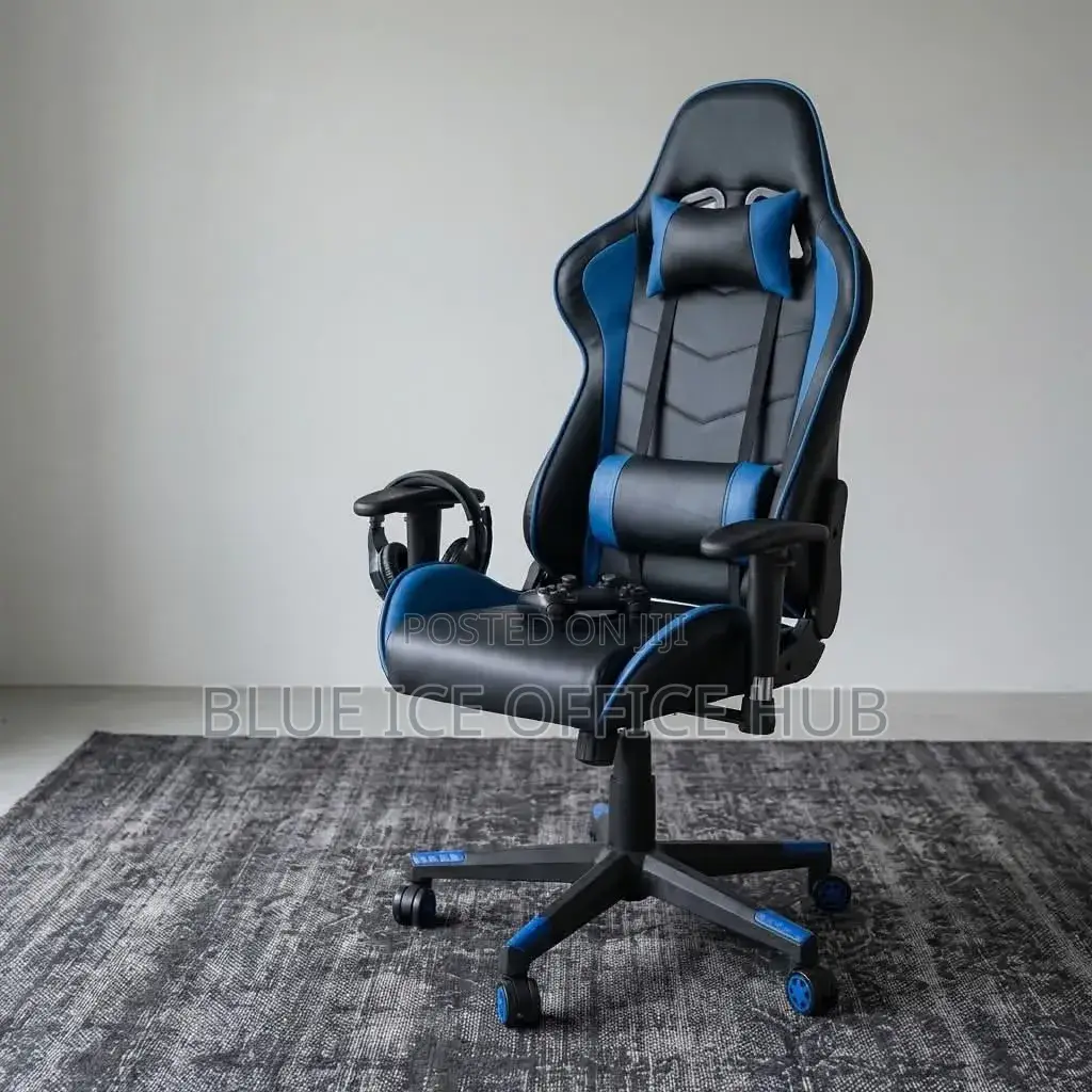 Ergonomic Blue Gaming Chair With Headrest Lumbar Support |