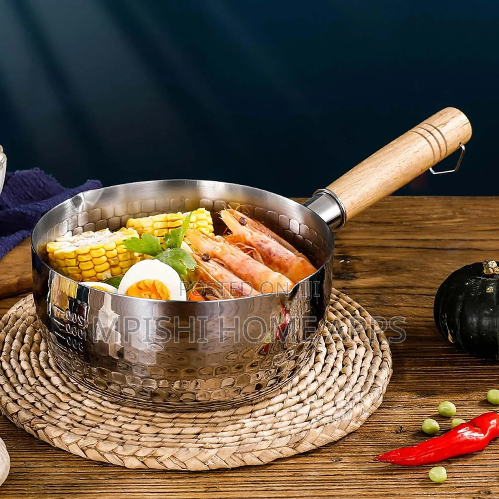 Stainless Steel Sufuria//Snow// Milk Cookware With Wooden Handle