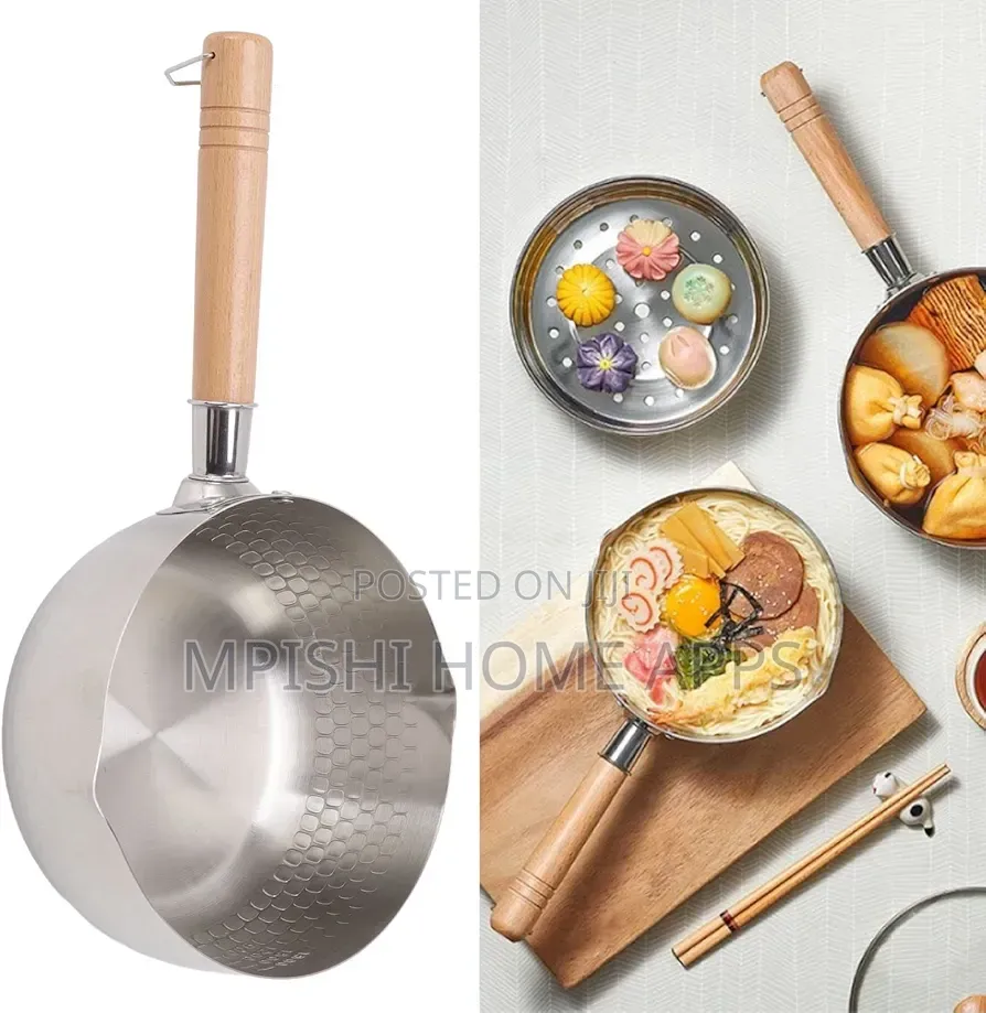 Stainless Steel Sufuria//Snow// Milk Cookware With Wooden Handle