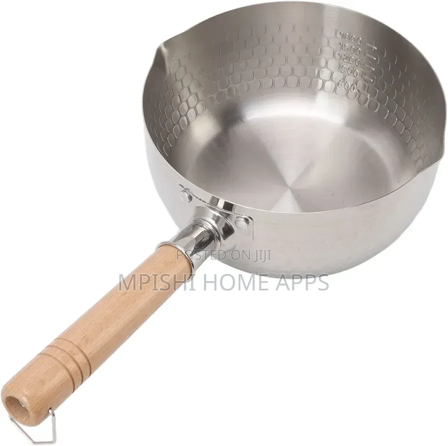 Stainless Steel Sufuria//Snow// Milk Cookware With Wooden Handle