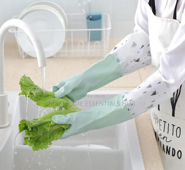 2pc Long Silicone Waterproof Kitchen/Household Gloves - thumbnail 2