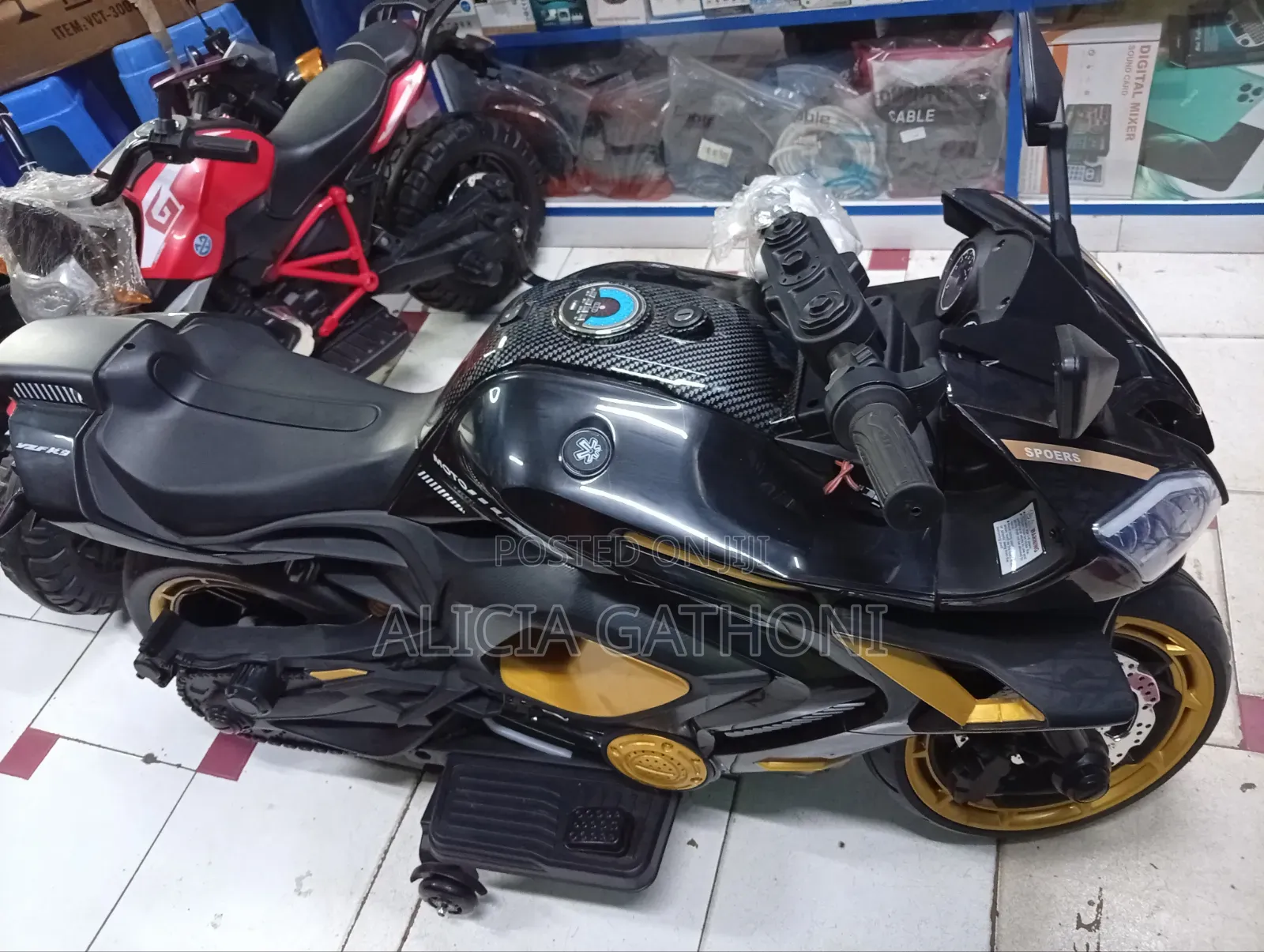 Black Sports Kids Electric Bike