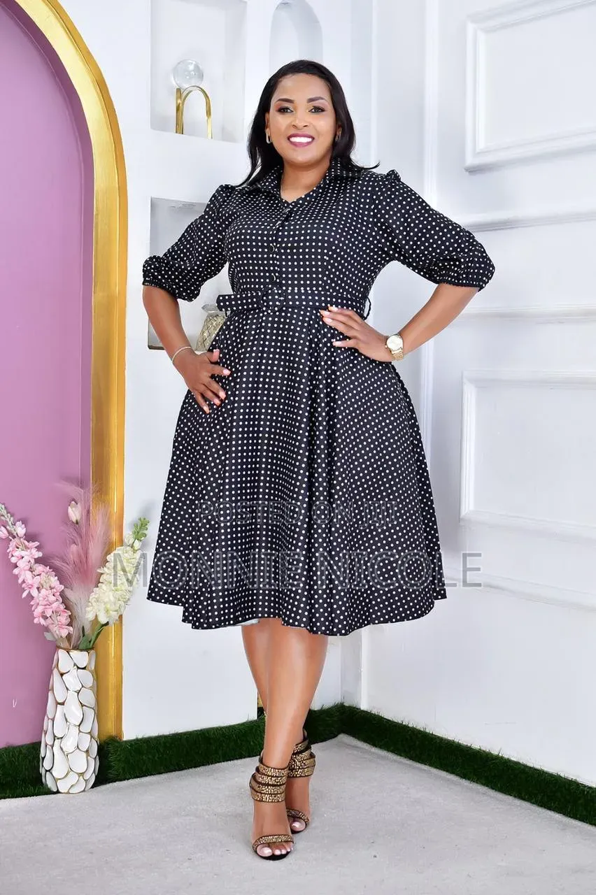 Black Polkadot Dress for Nursing Mums